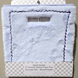 Teen Home 11" Light Blue Super Soft Faux Fur Knock Down Cubby Storage Bin